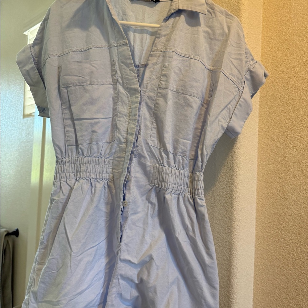 Light Blue Button-Up Romper
